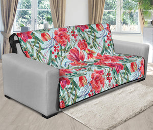 Red Amaryllis Pattern Print Futon Protector