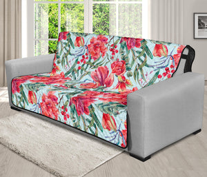 Red Amaryllis Pattern Print Futon Protector