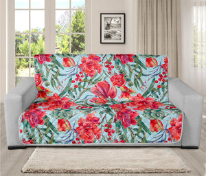 Red Amaryllis Pattern Print Futon Protector