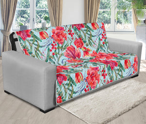 Red Amaryllis Pattern Print Futon Protector