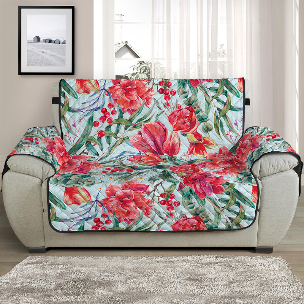 Red Amaryllis Pattern Print Half Sofa Protector