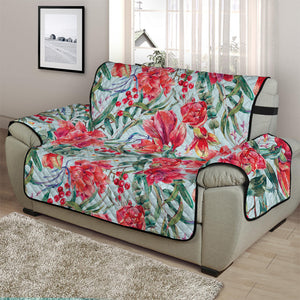 Red Amaryllis Pattern Print Half Sofa Protector