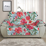 Red Amaryllis Pattern Print Half Sofa Protector