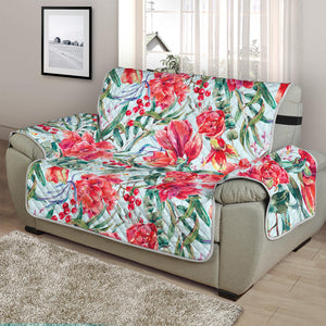 Red Amaryllis Pattern Print Half Sofa Protector