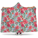 Red Amaryllis Pattern Print Hooded Blanket