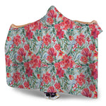 Red Amaryllis Pattern Print Hooded Blanket