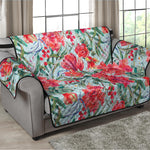 Red Amaryllis Pattern Print Loveseat Protector