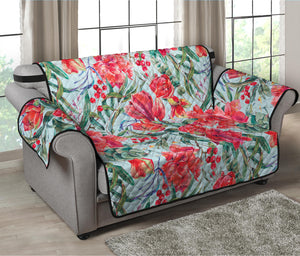 Red Amaryllis Pattern Print Loveseat Protector