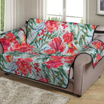 Red Amaryllis Pattern Print Loveseat Protector