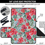 Red Amaryllis Pattern Print Loveseat Protector