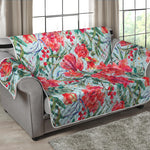 Red Amaryllis Pattern Print Loveseat Protector