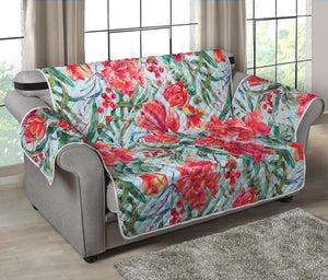 Red Amaryllis Pattern Print Loveseat Protector