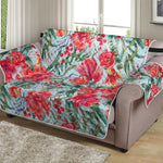 Red Amaryllis Pattern Print Loveseat Protector