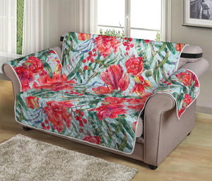 Red Amaryllis Pattern Print Loveseat Protector