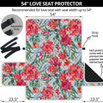 Red Amaryllis Pattern Print Loveseat Protector