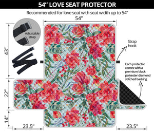 Red Amaryllis Pattern Print Loveseat Protector