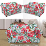 Red Amaryllis Pattern Print Loveseat Slipcover