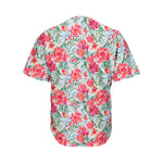 Red Amaryllis Pattern Print Men's Baseball Jersey