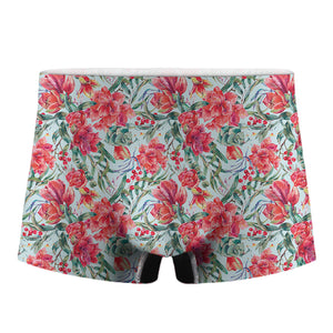 Red Amaryllis Pattern Print Men's Boxer Briefs