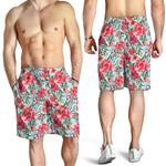 Red Amaryllis Pattern Print Men's Shorts