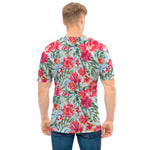 Red Amaryllis Pattern Print Men's T-Shirt