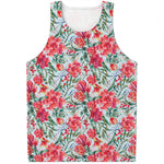 Red Amaryllis Pattern Print Men's Tank Top