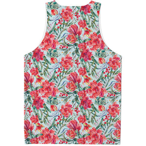 Red Amaryllis Pattern Print Men's Tank Top