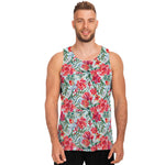 Red Amaryllis Pattern Print Men's Tank Top