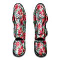 Red Amaryllis Pattern Print Muay Thai Shin Guards