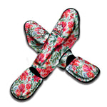 Red Amaryllis Pattern Print Muay Thai Shin Guard