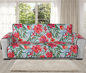 Red Amaryllis Pattern Print Oversized Sofa Protector