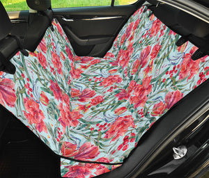 Red Amaryllis Pattern Print Pet Car Back Seat Cover