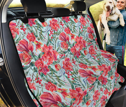 Red Amaryllis Pattern Print Pet Car Back Seat Cover