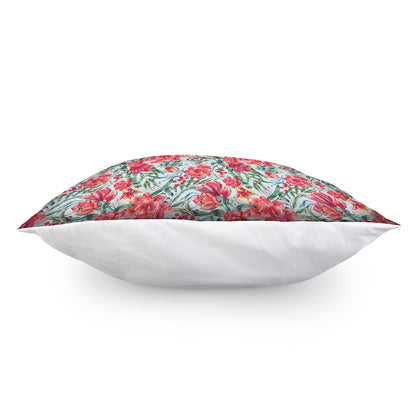 Red Amaryllis Pattern Print Pillow Cover
