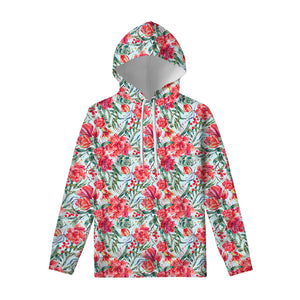 Red Amaryllis Pattern Print Pullover Hoodie