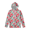 Red Amaryllis Pattern Print Pullover Hoodie