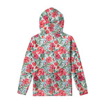 Red Amaryllis Pattern Print Pullover Hoodie