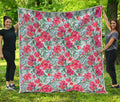 Red Amaryllis Pattern Print Quilt