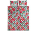 Red Amaryllis Pattern Print Quilt Bed Set