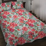 Red Amaryllis Pattern Print Quilt Bed Set