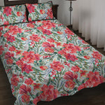 Red Amaryllis Pattern Print Quilt Bed Set