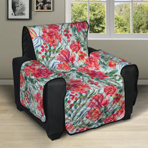 Red Amaryllis Pattern Print Recliner Protector