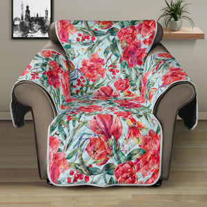 Red Amaryllis Pattern Print Recliner Protector