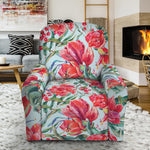 Red Amaryllis Pattern Print Recliner Slipcover