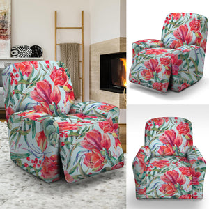 Red Amaryllis Pattern Print Recliner Slipcover