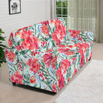 Red Amaryllis Pattern Print Sofa Cover