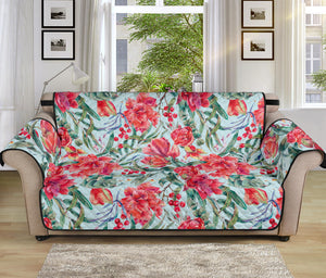 Red Amaryllis Pattern Print Sofa Protector