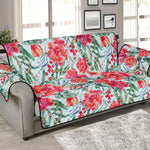 Red Amaryllis Pattern Print Sofa Protector