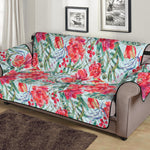 Red Amaryllis Pattern Print Sofa Protector