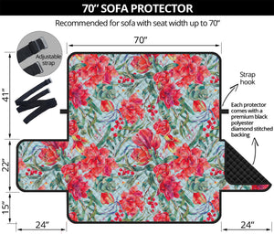 Red Amaryllis Pattern Print Sofa Protector